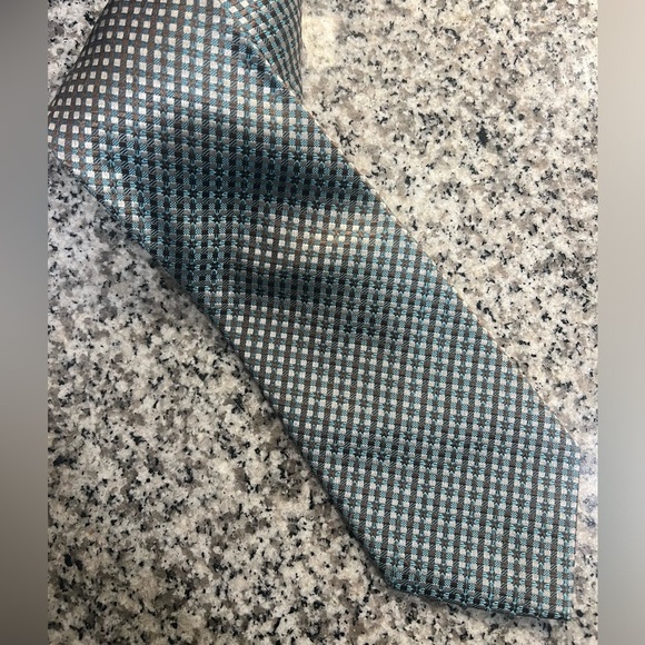 Alexiano - Silk Gray/ Blue/ Tan Checkered Tie - Picture 1 of 2